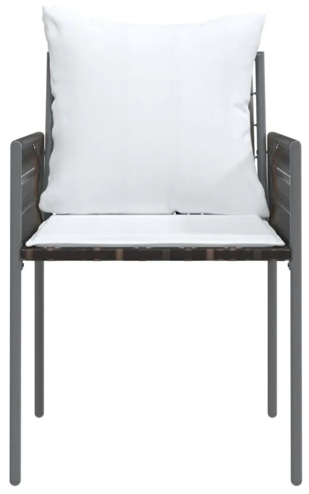6 db barna polyrattan kerti szék párnával 54x61x83 cm