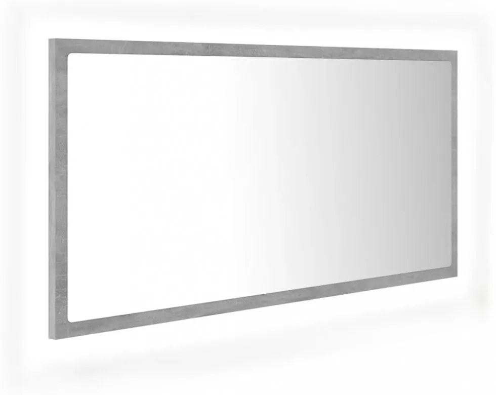 betonszürke akril LED-es fürdőszobatükör 90x8,5x37 cm