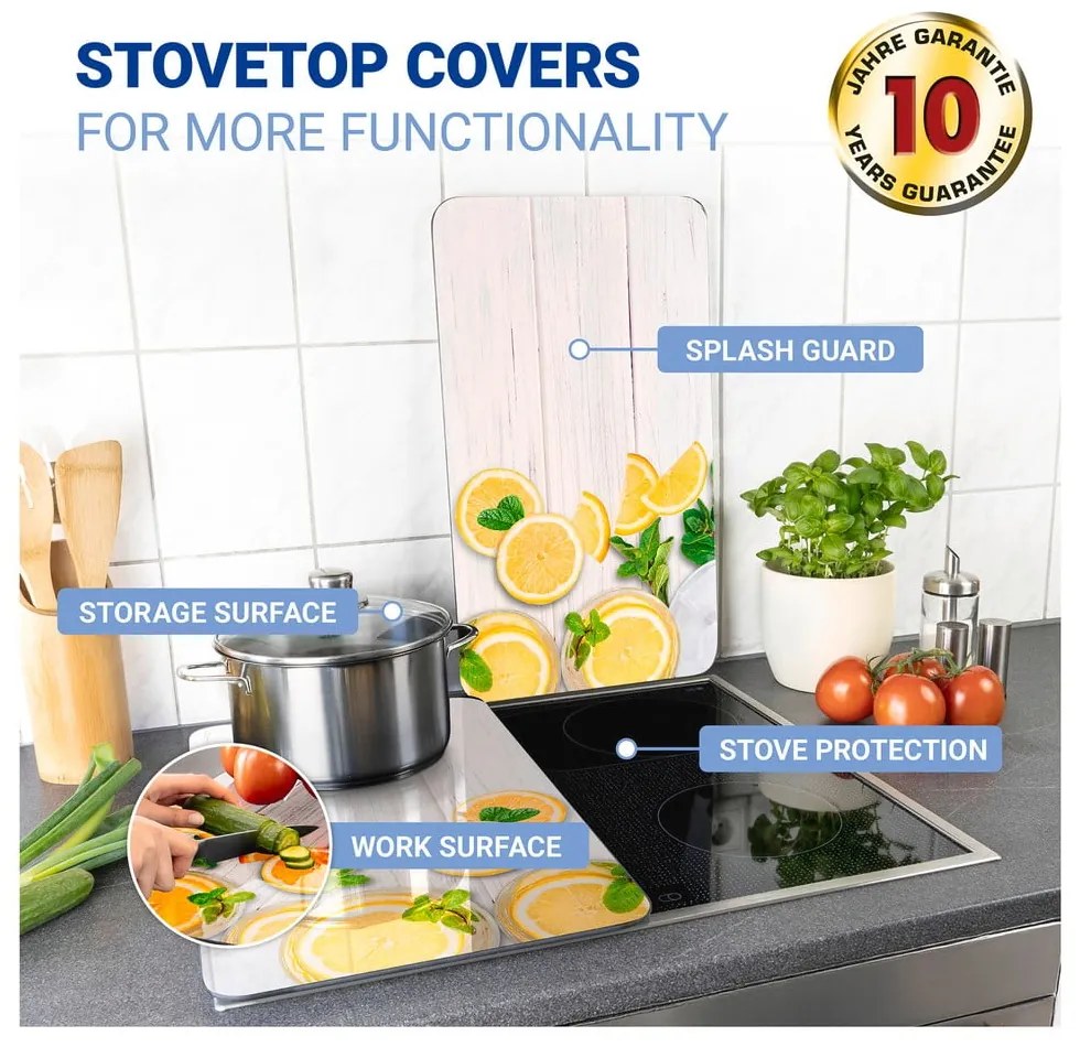 Edzett üveg tűzhely fedőlap szett 2 db-os 52x30 cm Lemons – Wenko