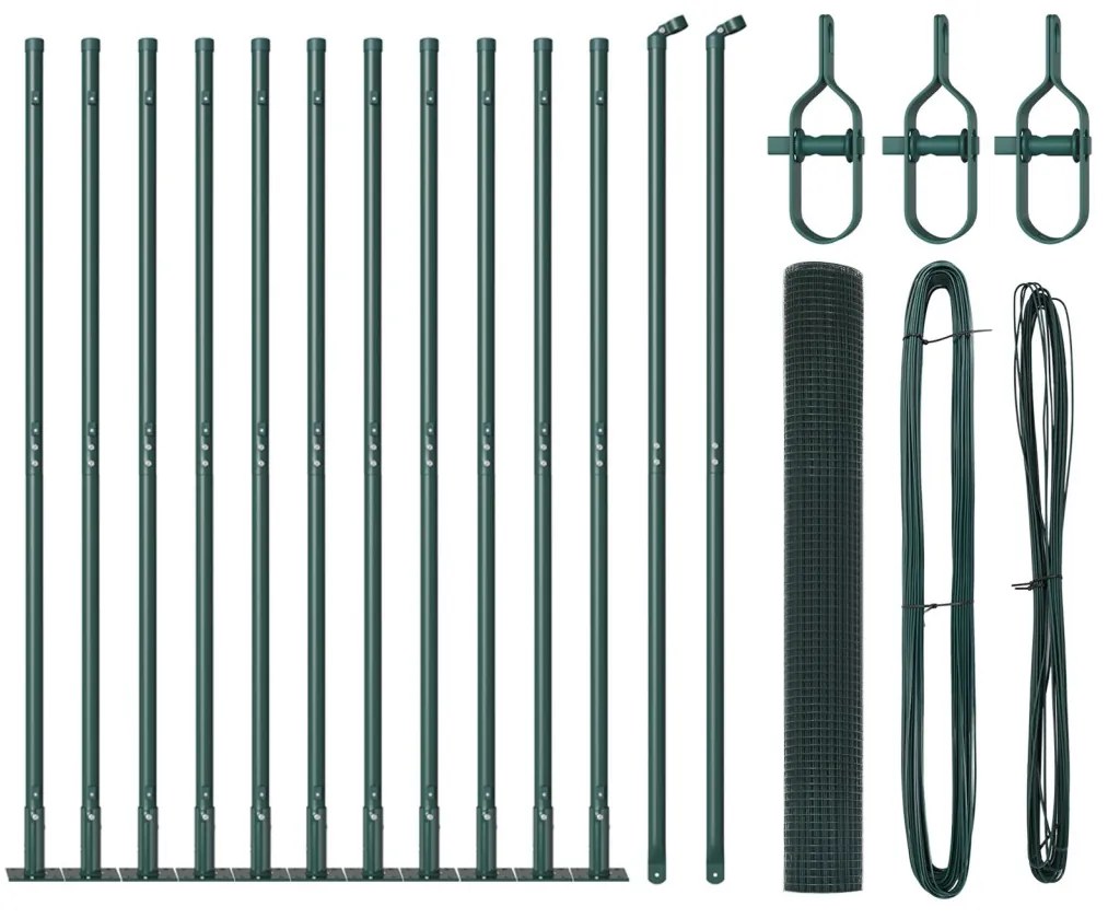 Hegesztett Huzal Kerítés 13 Flangolt Oszloppal Zöld 1.2x25 m Acél