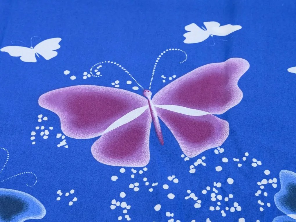 Pamut ágynemű VIOLET BUTTERFLY sötétkék Ágyneműhuzat mérete: 70 x 90 cm | 140 x 200 cm