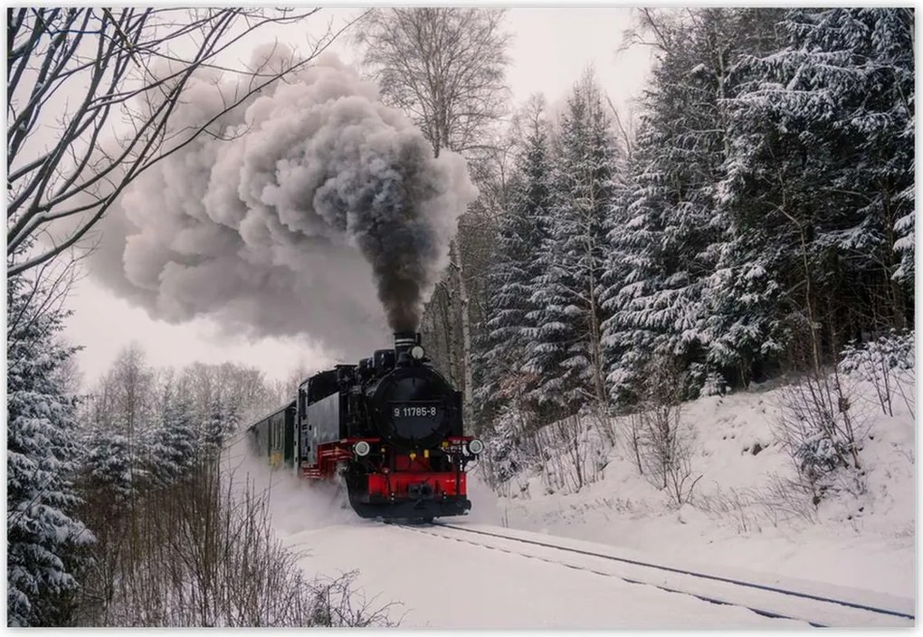 Fotótapéták 152x104 Mozdony téli tájkép