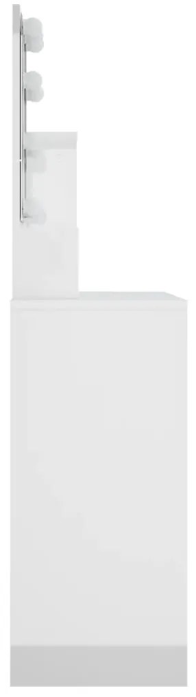 magasfényű fehér fésülködőasztal LED-del 86,5 x 35 x 136 cm