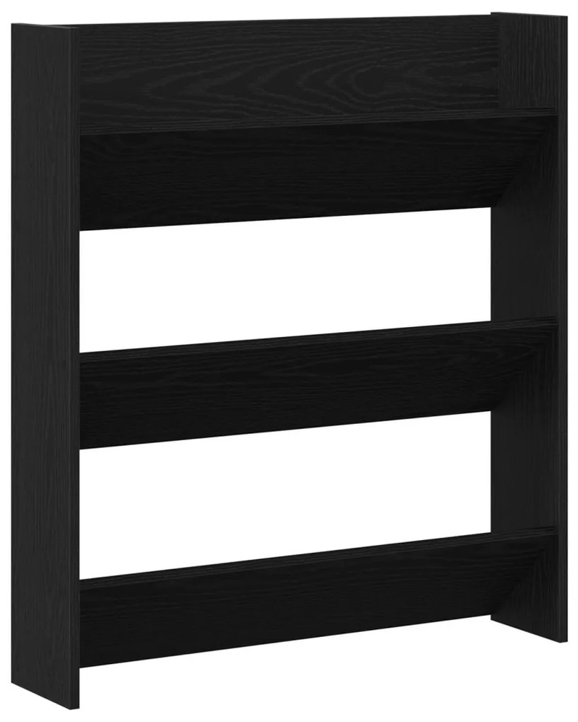 Fali cipőtároló Fekete Tölgy 80x18x90 cm Műszaki fa