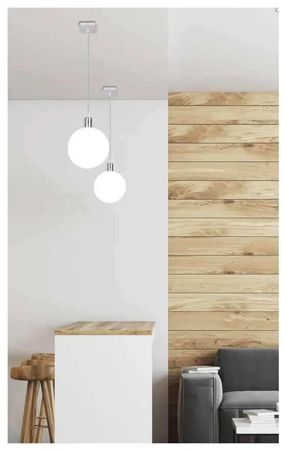 Ezüstszínű függőlámpa üveg búrával ø 15 cm Oden – Candellux Lighting