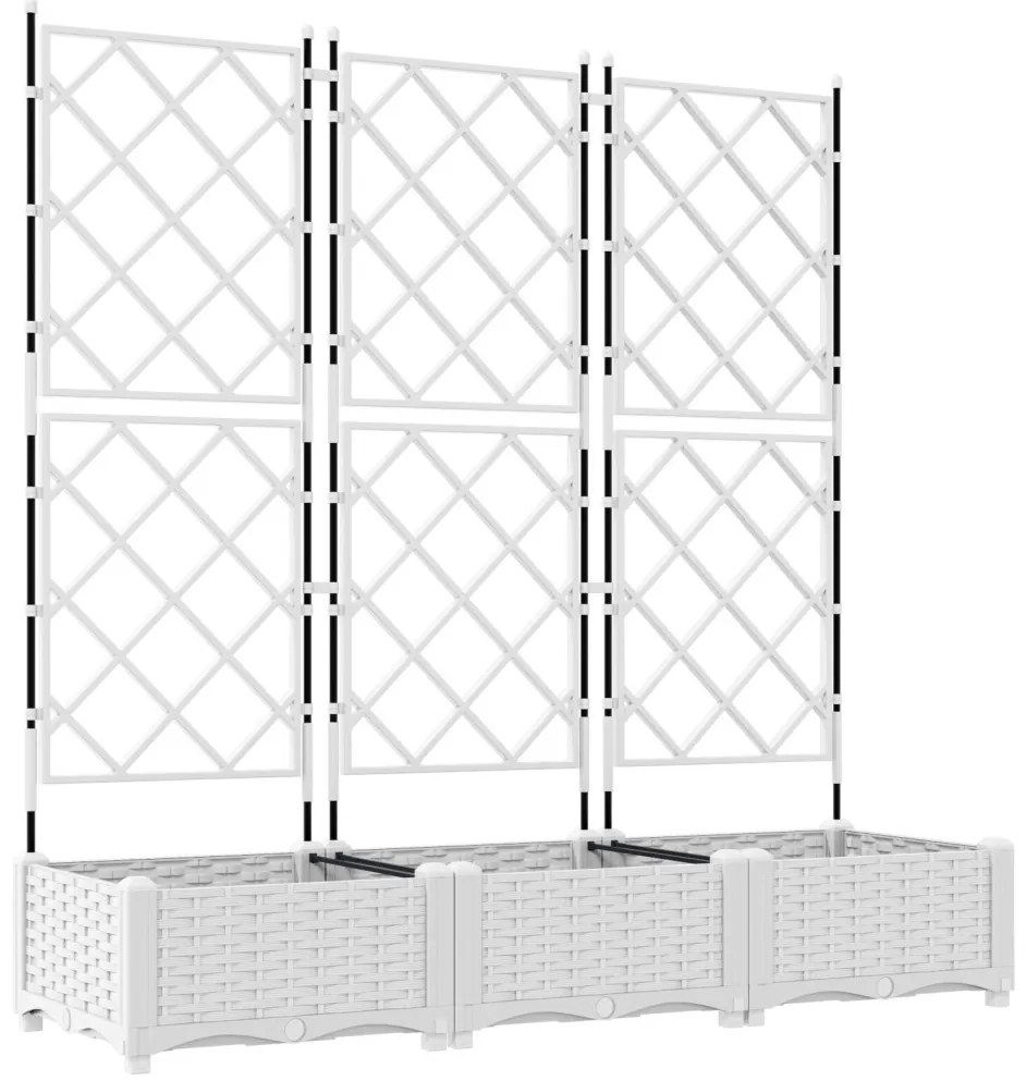 Kerti Virágcserép Rácsozattal 3 db Fehér 120x40x125.5 cm