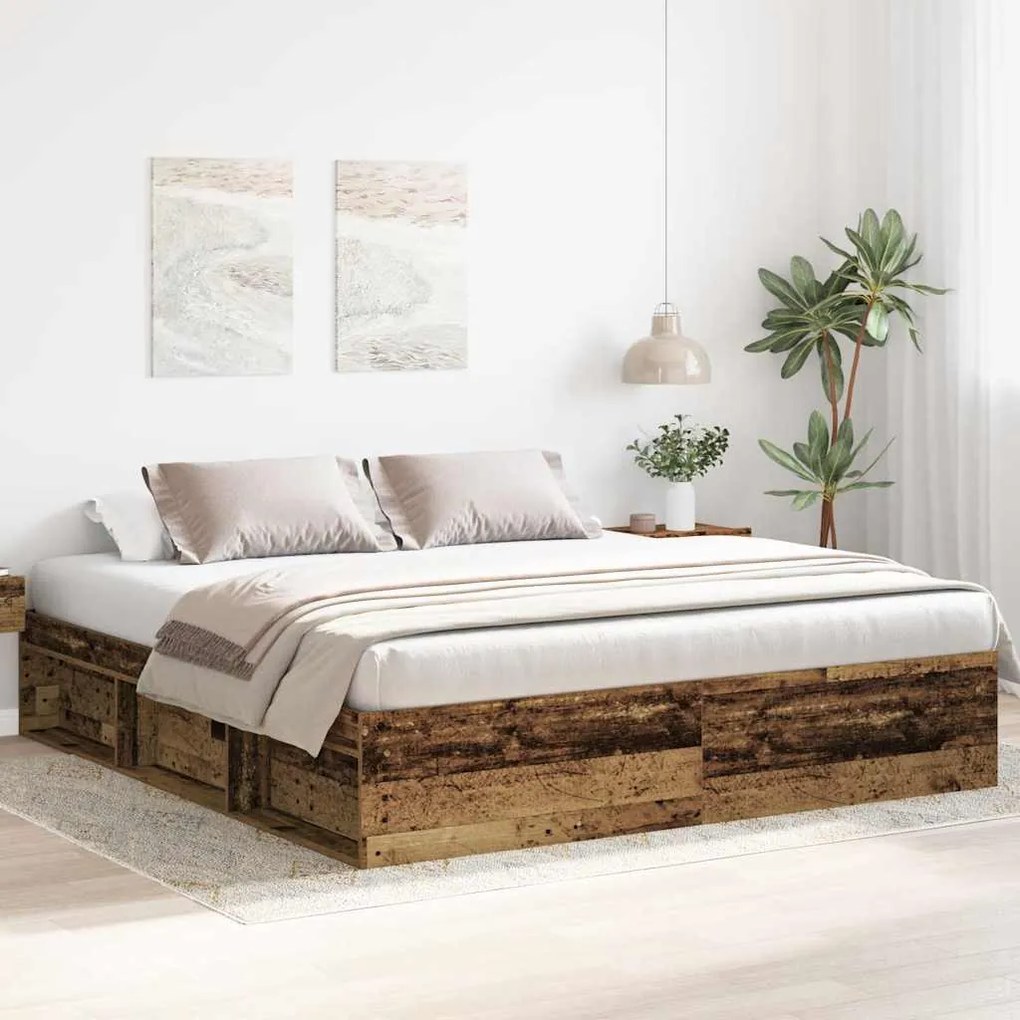 antik fa szerelt fa ágykeret matrac nélkül 180x200 cm