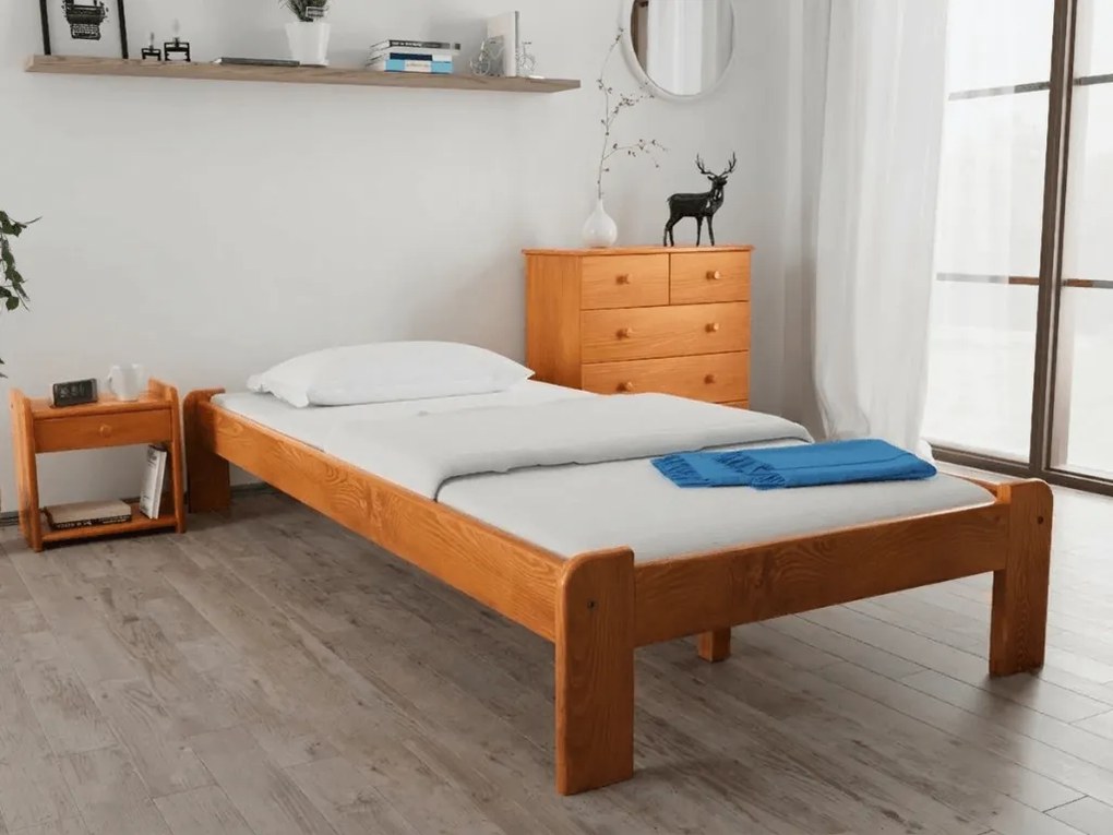 ADA ágy 80 x 200 cm, égerfa Ágyrács: Lamellás ágyrács, Matrac: Deluxe 10 cm matrac