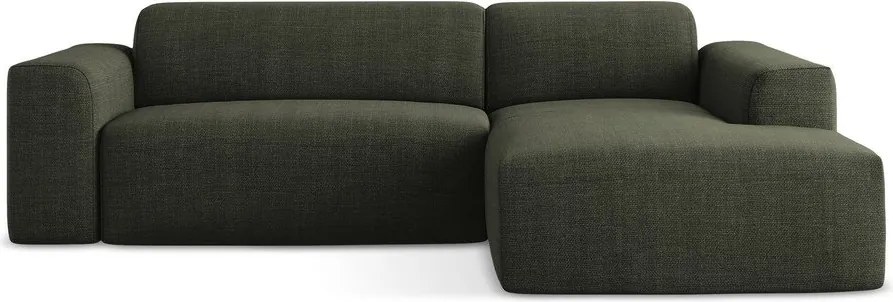 Zöld sarokkanapé (jobb oldali-heverő résszel) Keli – Makamii