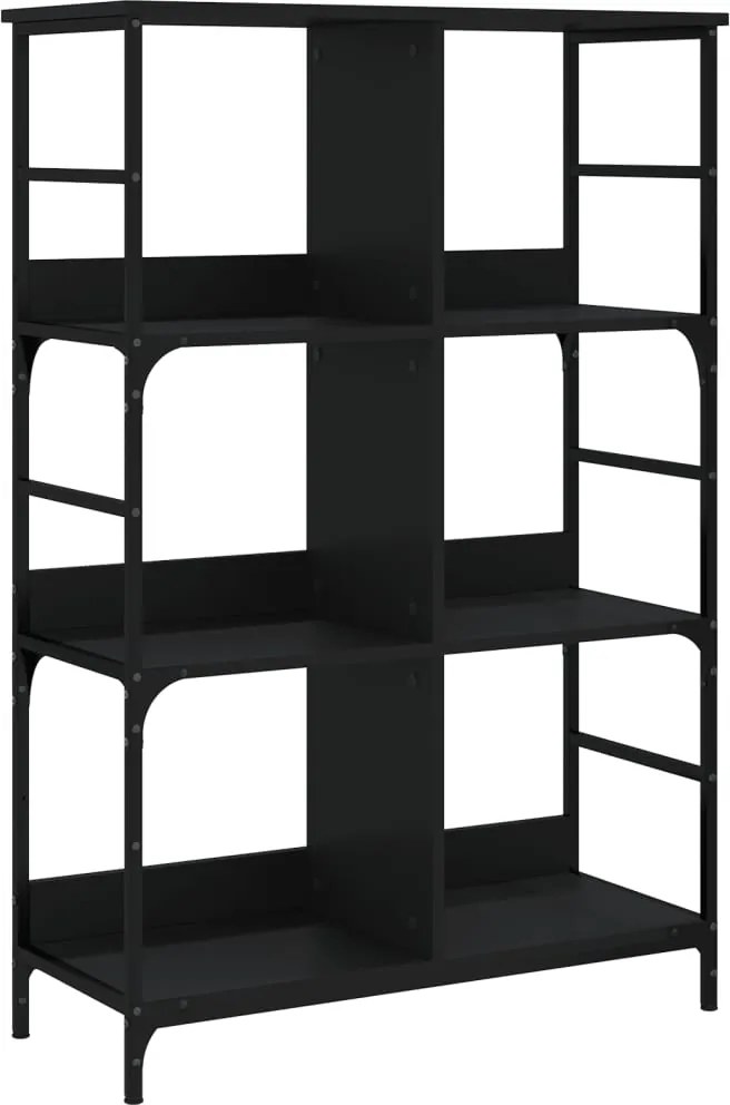 vidaXL fekete szerelt fa könyvespolc 78,5 x 33 x 117,5 cm