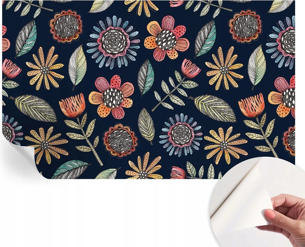 Modern öntapadós fali fotótapéta Virágos mozaik 416x254 cm