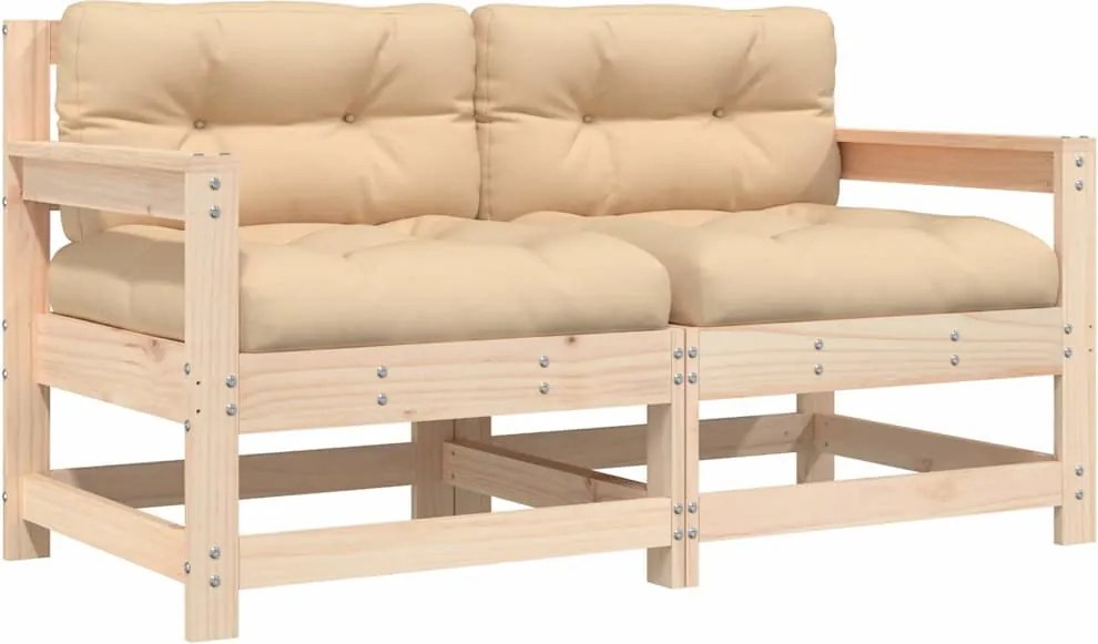 vidaXL 2 db tömör fenyőfa kerti szék párnákkal