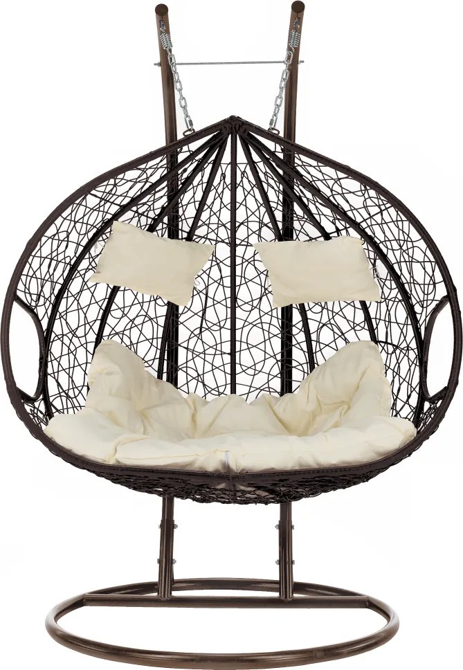 Függő dupla fotel, réz/barna/bézs, DALVEA 2 NEW