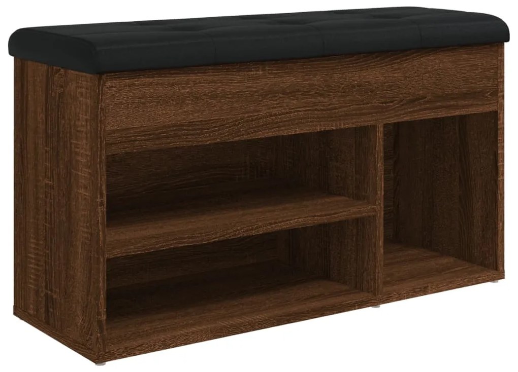 barna tölgy színű szerelt fa cipőtároló pad 82 x 32 x 45,5 cm