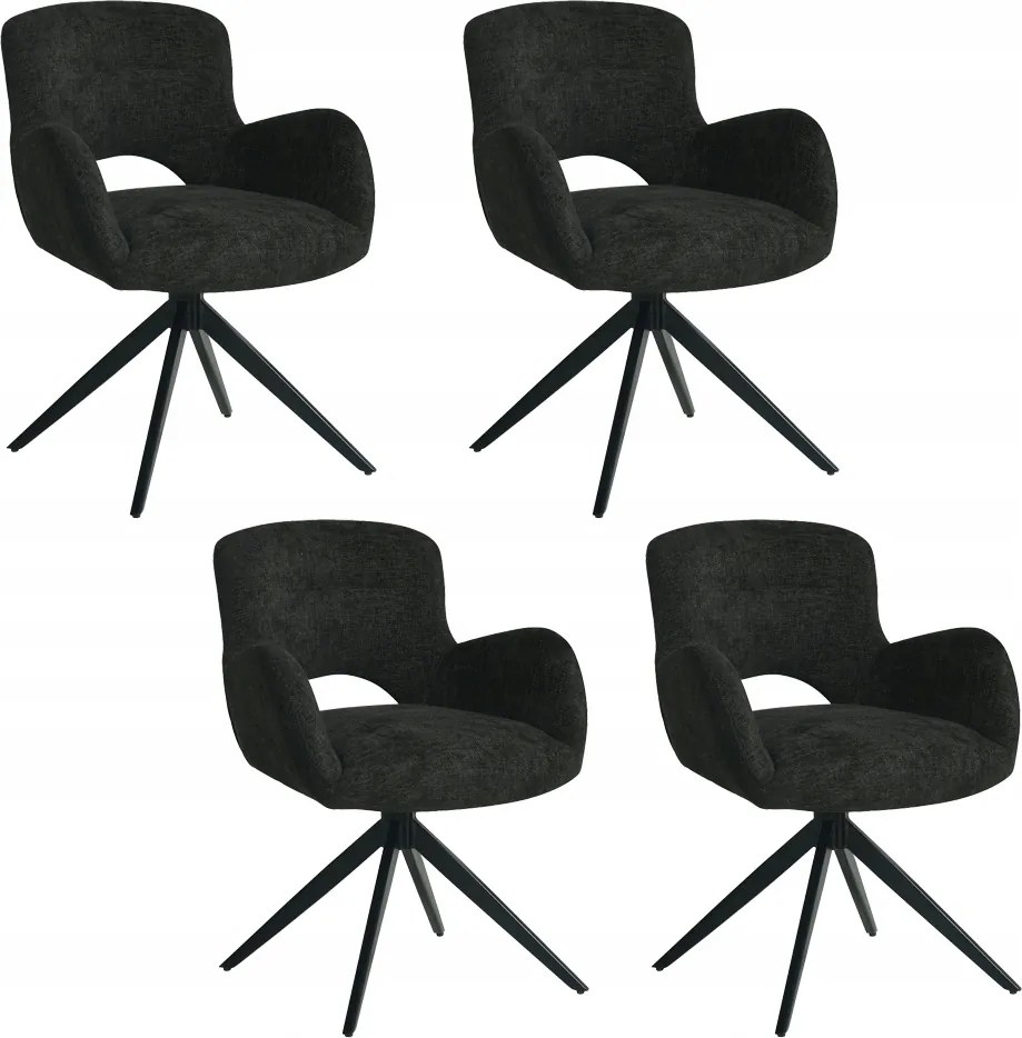 4 db-os modern Theo kárpitozott szék szett fekete Loft nappali irodába