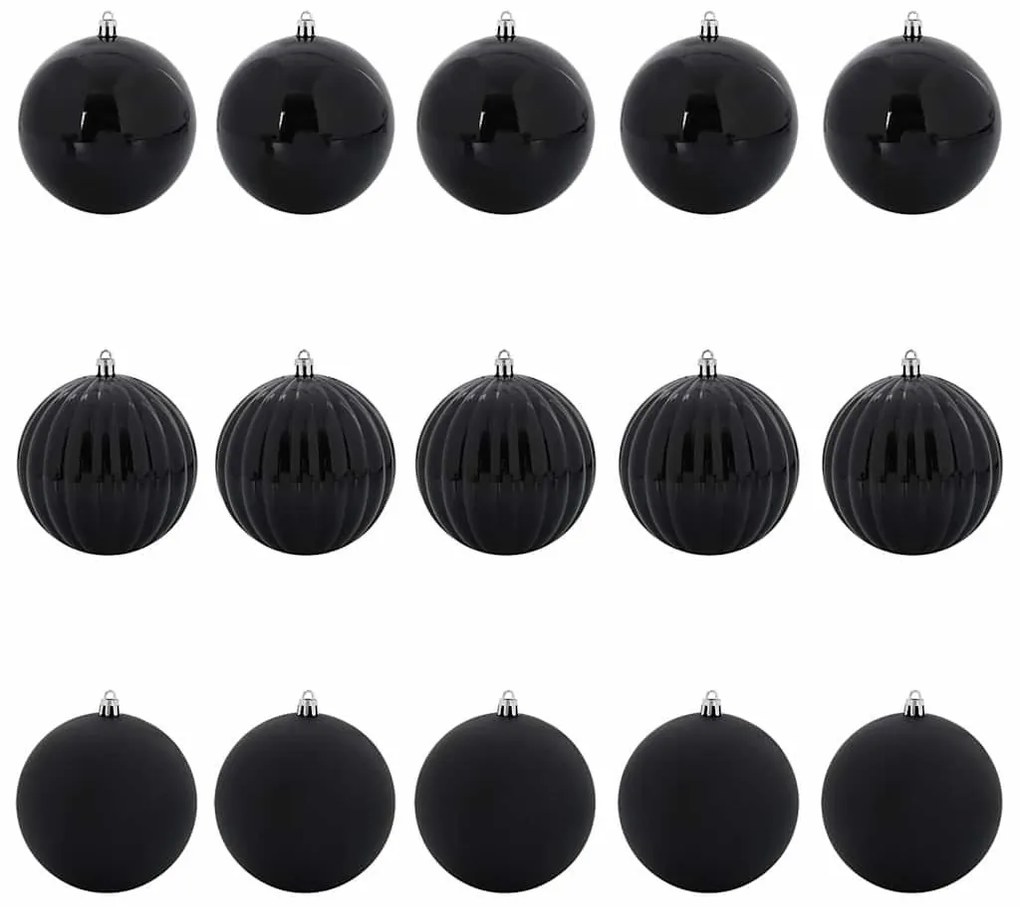 Karácsonyi Díszgömb Készlet 15 pcs Fekete