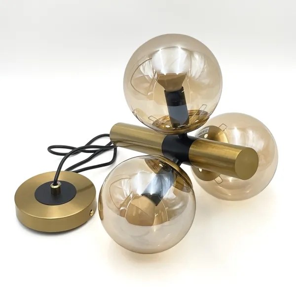 Csillár zsinóron ROLLO 3xE14/5W/230V arany/füstös bézs