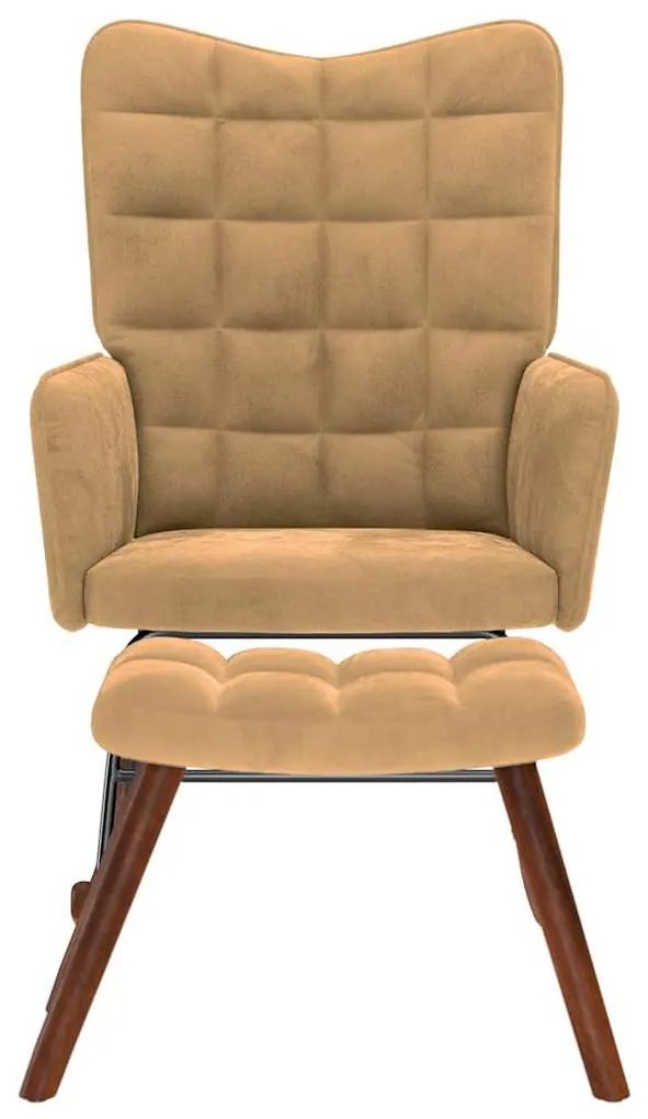 vidaXL barna bársony hintaszék lábtartóval