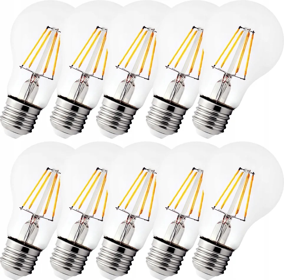 10x Led izzó E27 Filament 6W=75W Edison Dekoratív fényfüzér 600lm Meleg