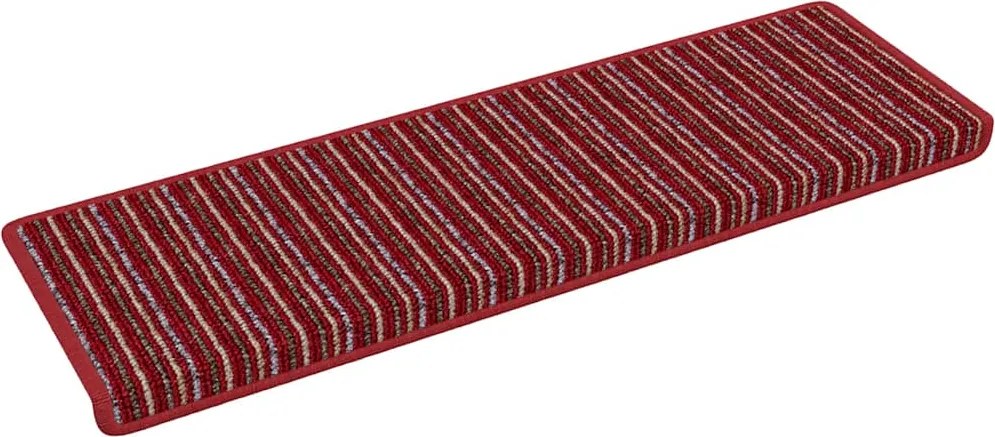 vidaXL Öntapadós lépcsőszőnyegek Csíkos 15 pcs Piros 65 x 21 x 4 cm