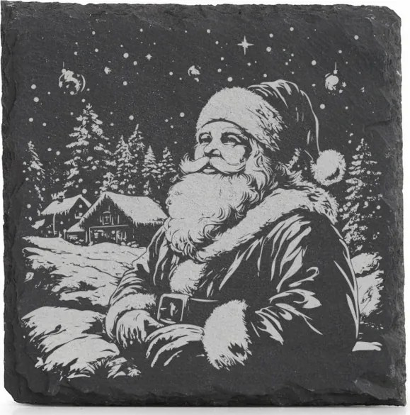 Karácsonyi kő alátét x4 bögre Mikulás Téli kunyhó Ajándék