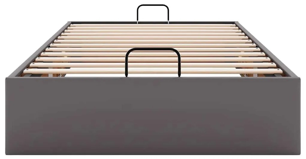 Ottomán ágykeret matrac nélkül szürke 90x190 cm műbőr