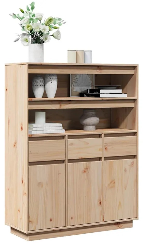 tömör fenyőfa magasszekrény 89x34x116,5 cm