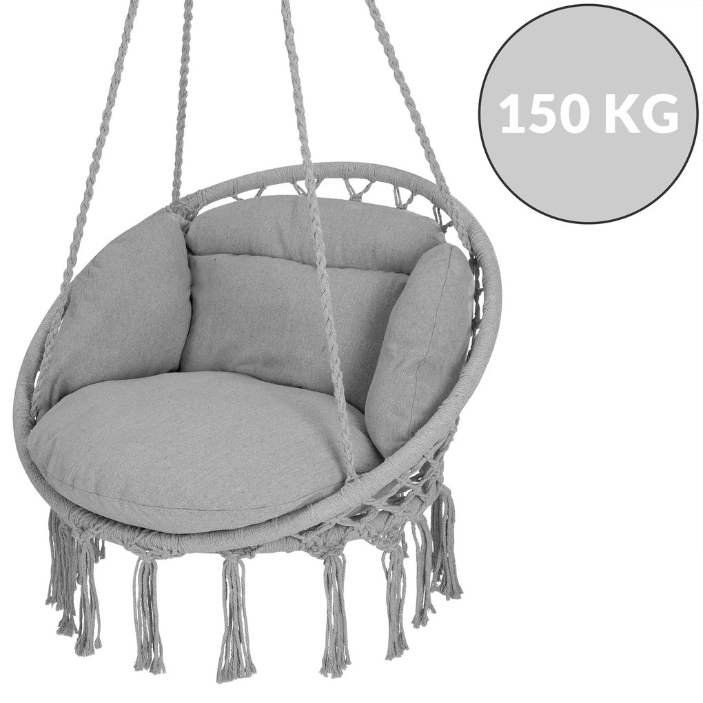 BOHO függőszék párnával, Ø61cm, világosszürke Detex