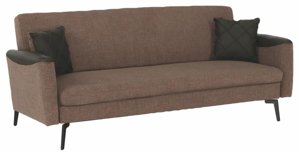 Széthúzhatós kanapé, barna/sötétzöld/fekete, DETA