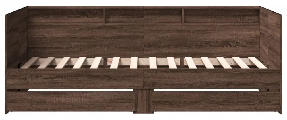 barna tölgy kanapéágy fiókkal matrac nélkül 100x200 cm