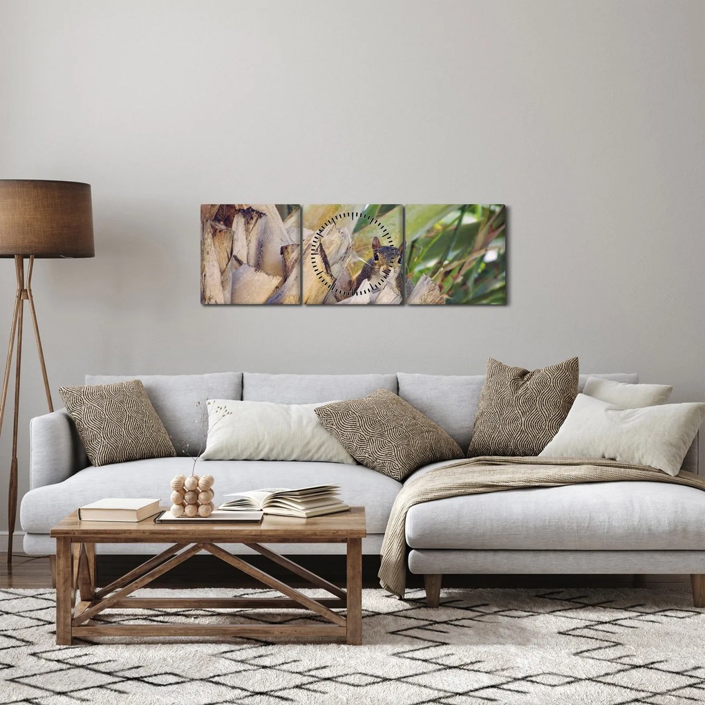 Mókus képe a fán (órával) (90x30 cm)