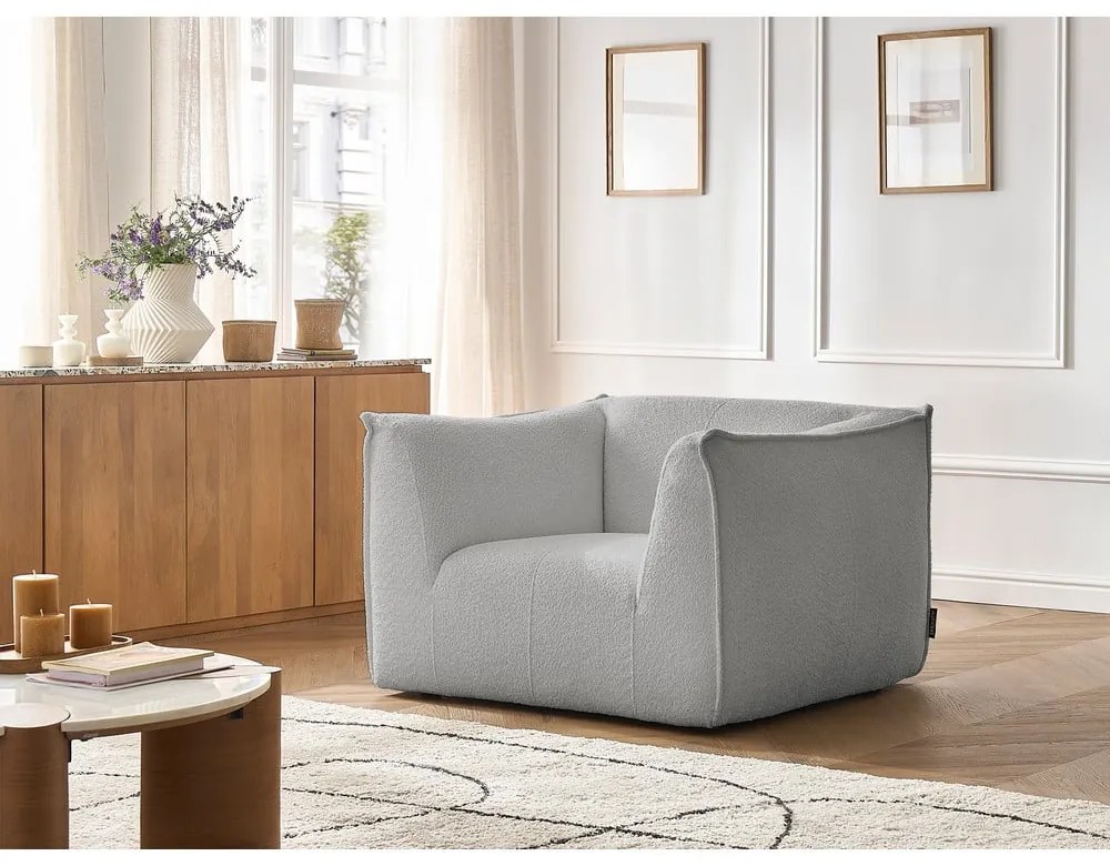 Világosszürke buklé fotel Giorgia – Bobochic Paris