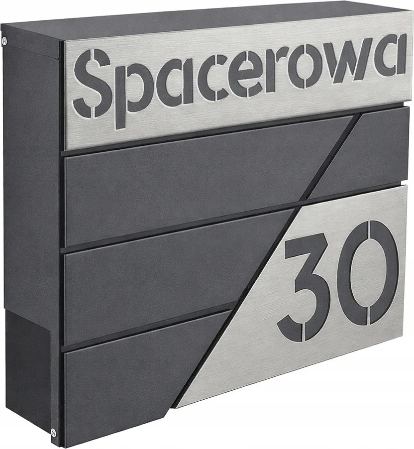 Postaláda rozsdamentes acél Antracit cím házszám Cnc bedobó