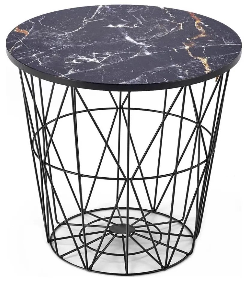 HARISSA konferenciás asztal 41x42 cm fekete/márvány dekor