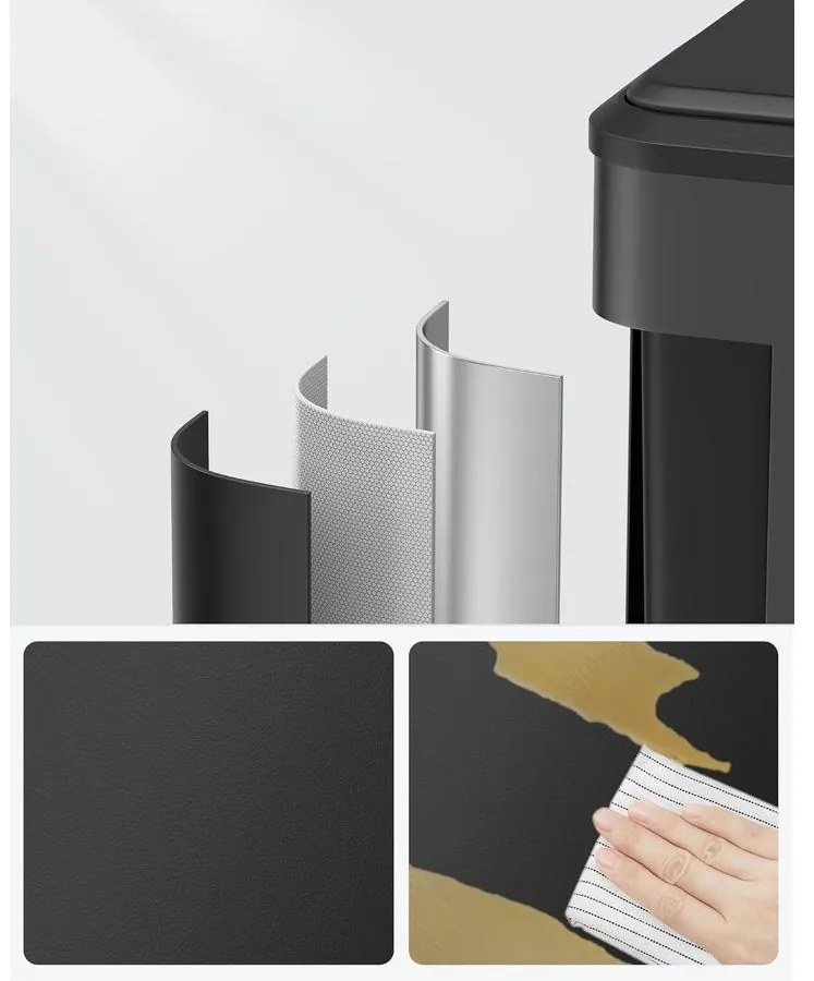 2 x 15 literes konyhai szemetes fekete színben