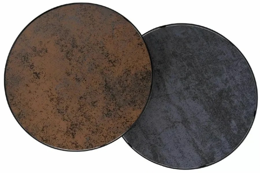 Kisasztalok PENELOPE készlet 2 db Ø 50 cm, barna/fekete