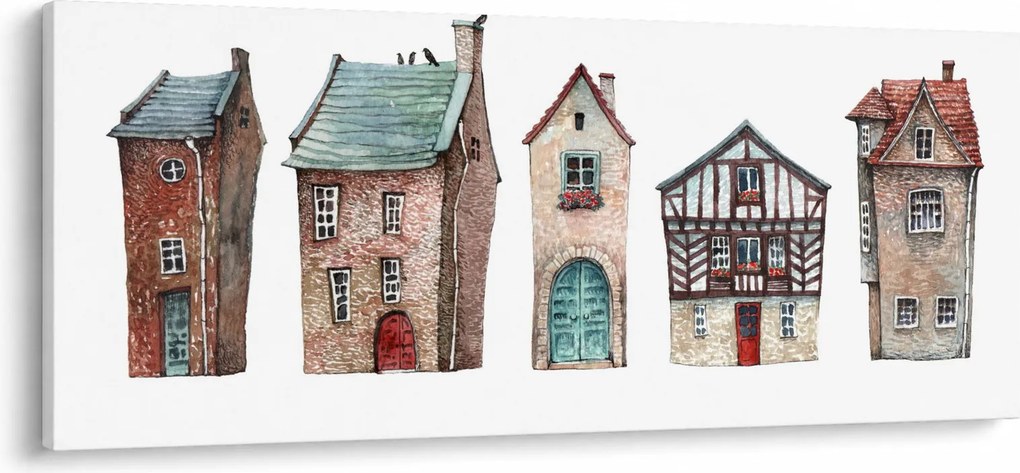 Kép - Akvarell házak (120x50 cm)