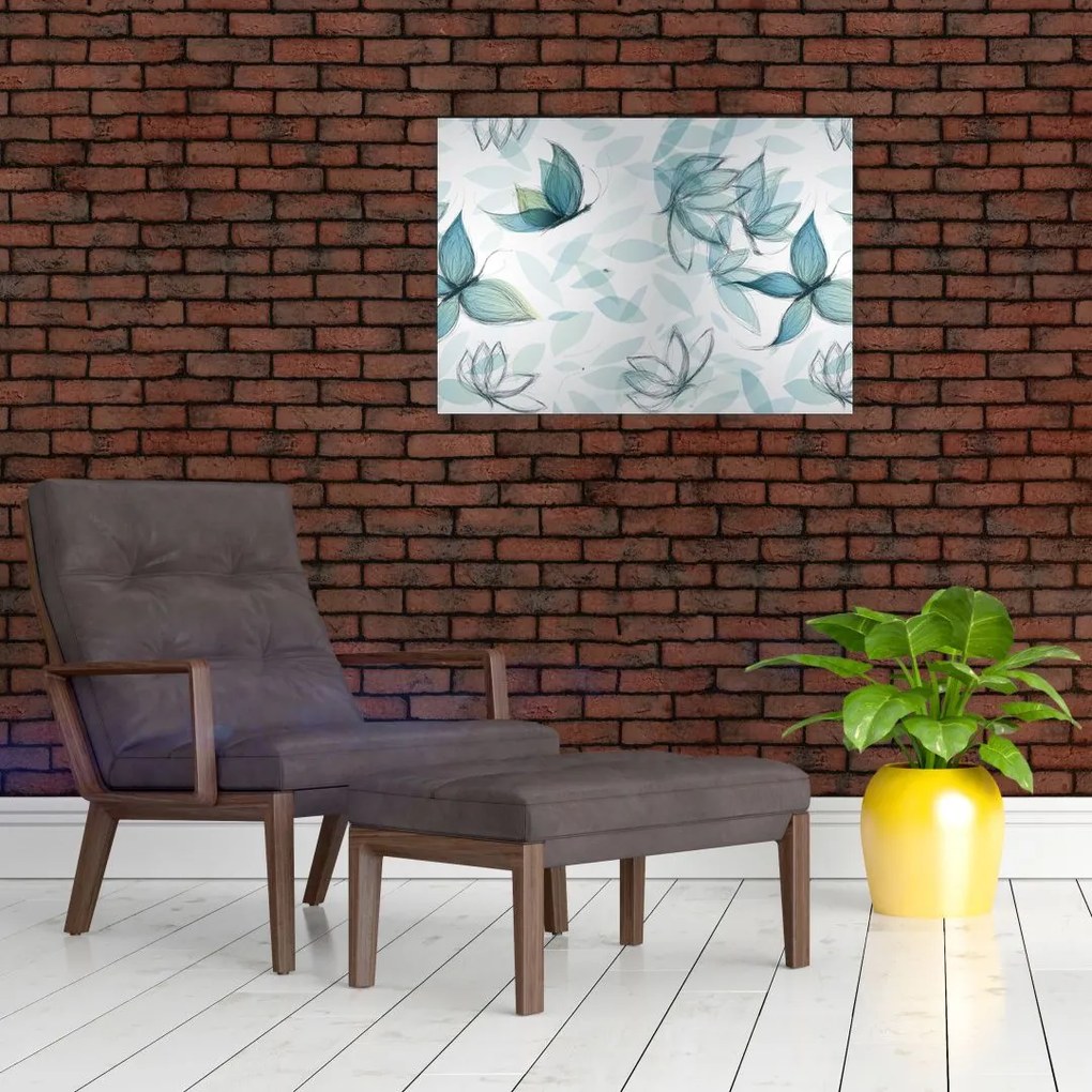 Kép - kék csokornyakkendő (üvegen) (70x50 cm)