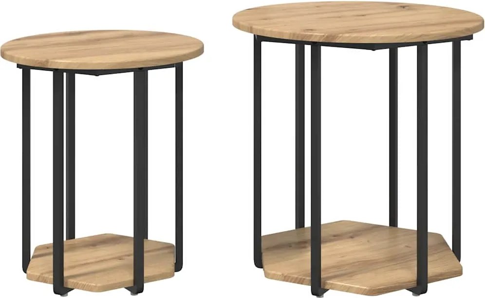vidaXL Kisasztal készlet polcokkal 2 pcs Barna