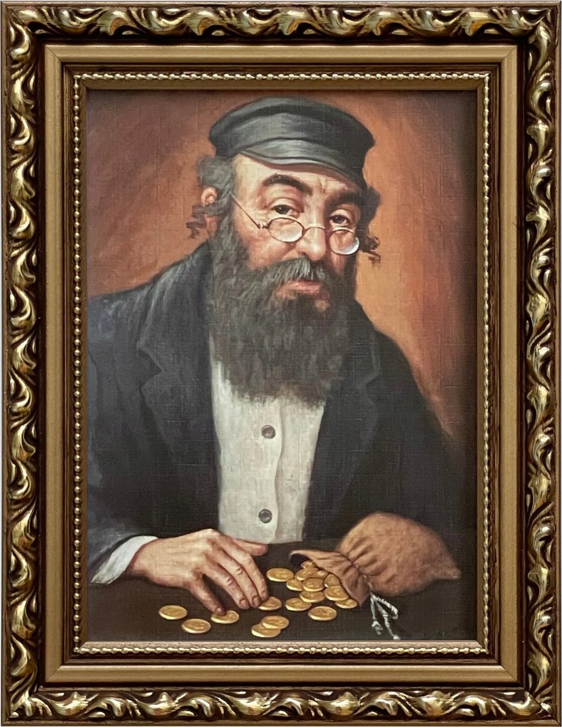 Vászonkép 22x17 Pénzszámláló Zsidó Arany Díszített Ajándék Keret