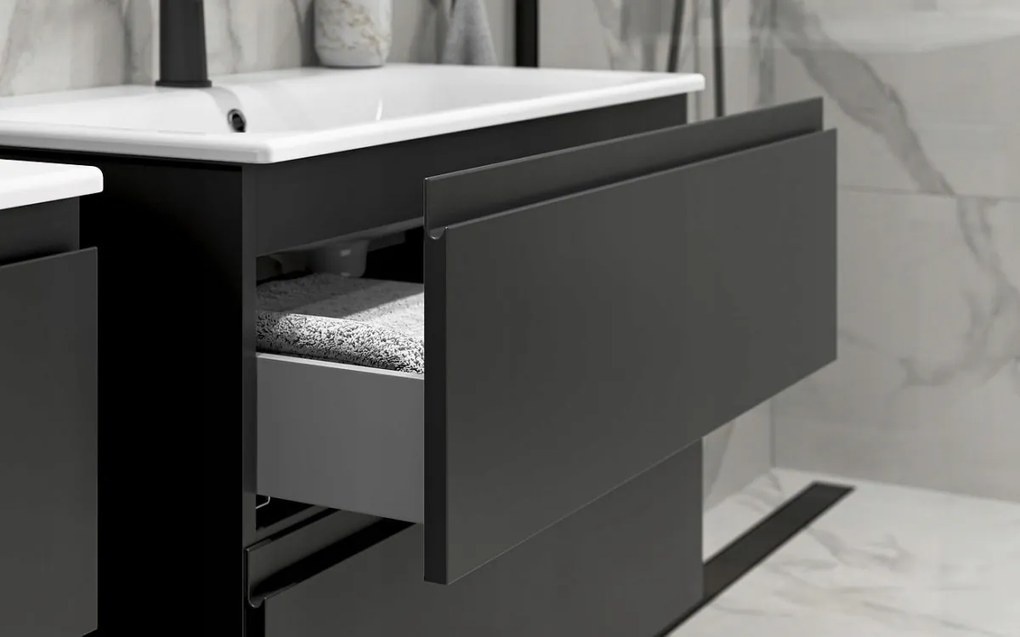 Cersanit Moduo Slim SET, akasztós szekrény 80x38x62 cm + mosogató 80 cm, antracit matt, S801-468-DSM