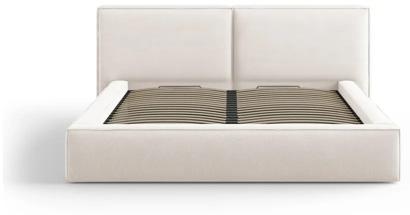 Bézs kárpitozott franciaágy tárolóhellyel, ágyráccsal 180x200 cm Arendal – Cosmopolitan Design