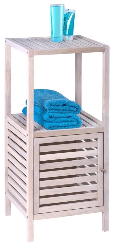 Fürdőszoba és előszoba polc Norway Natural White, Wenko, 3 polc, 39,5x86x35,5 cm, diófa, természet