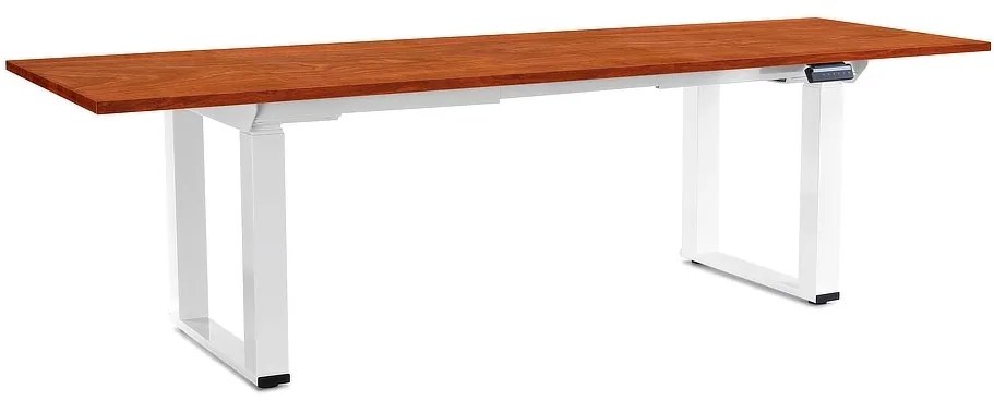 OfficeTech Strong állítható magasságú asztal 240 x 80 cm, fehér alap, cseresznye