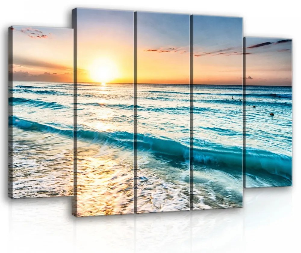 Vászonkép, 5 darabos Napos tenger 150x100 cm méretben