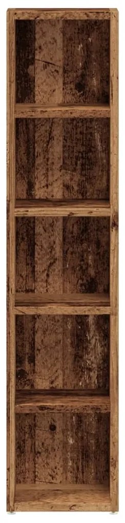 2 db antik fa színű szerelt fa CD-tartó szekrény 21x16x93,5 cm