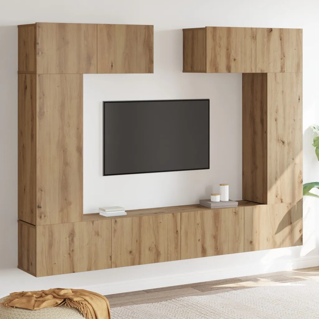 6 darabos TV szekrény szett Artisan tölgyből, forgácslap