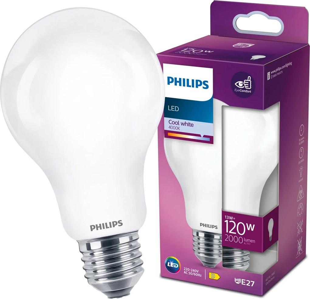 Led izzó Philips E27 13W 120W 2000lm 4000K Semleges Dekorációs Filament