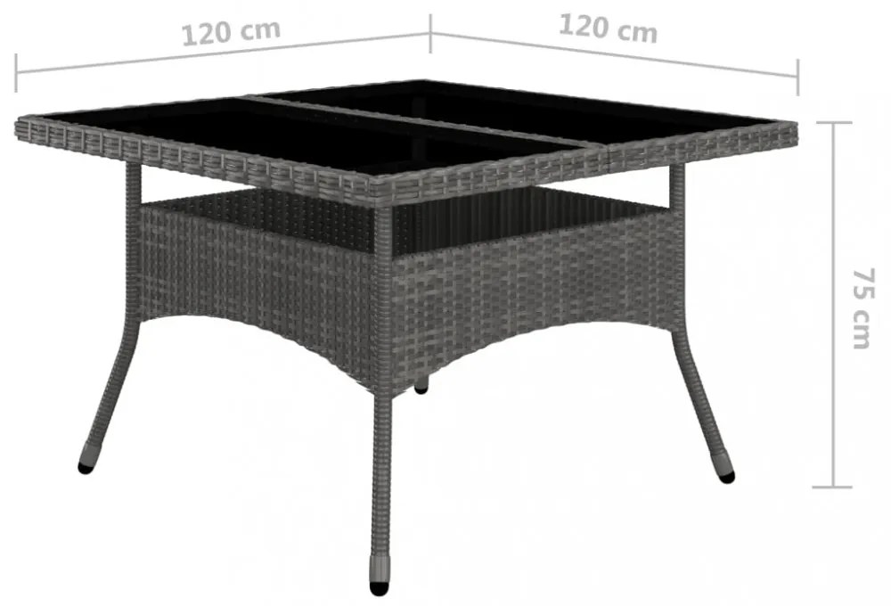 9 részes szürke polyrattan és akácfa kerti étkezőgarnitúra