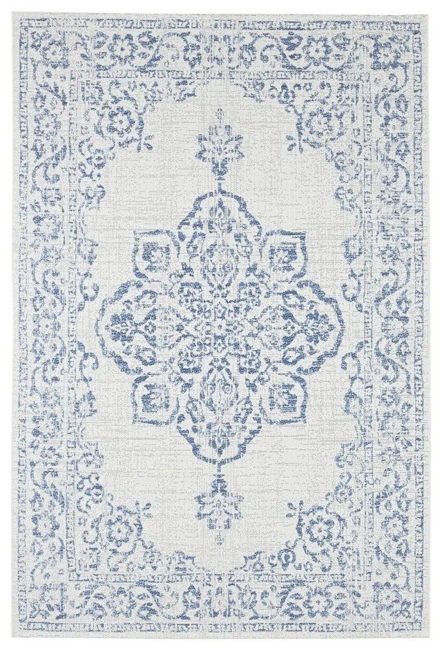 Tilos kék-krémszínű kültéri szőnyeg, 80 x 150 cm - NORTHRUGS